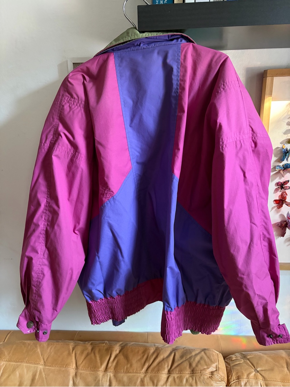 vintage london fog pink purple green colorblock windbreaker jacket size L - Picture 2 of 6